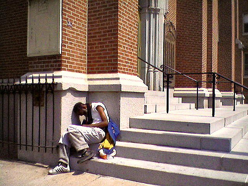 sleeping-outside-church